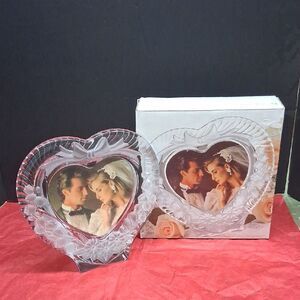 Home Beautiful "Moments" chiseled heart-shaped glass picture frame.